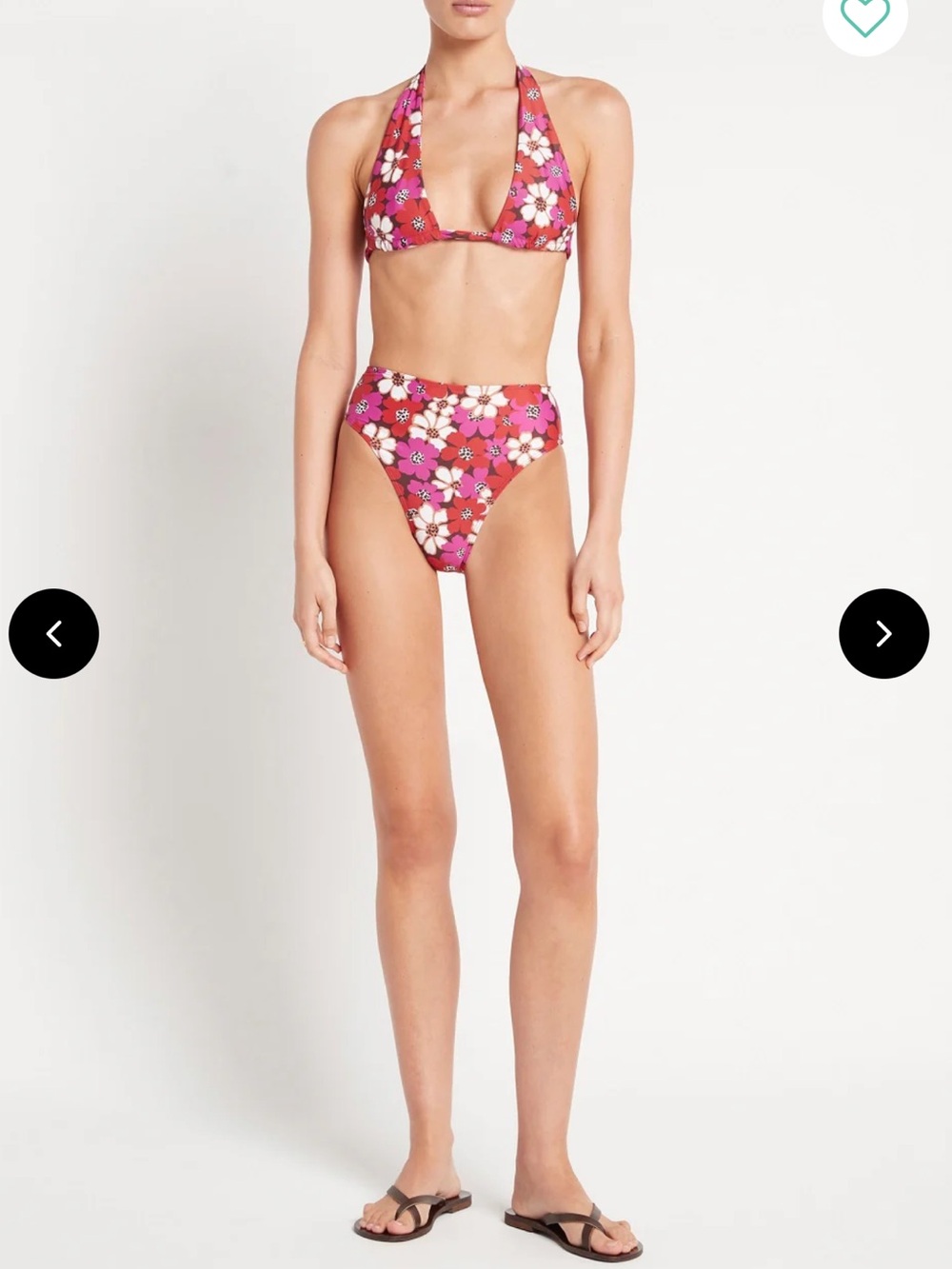 NWT Faithfull The Brand Li Reni Floral Fuchsia Bikini Set M/S Retro Floral Swim